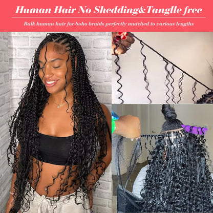 Deep Wave Human Braiding Hair Bulk 100g No Weft for Boho Braids