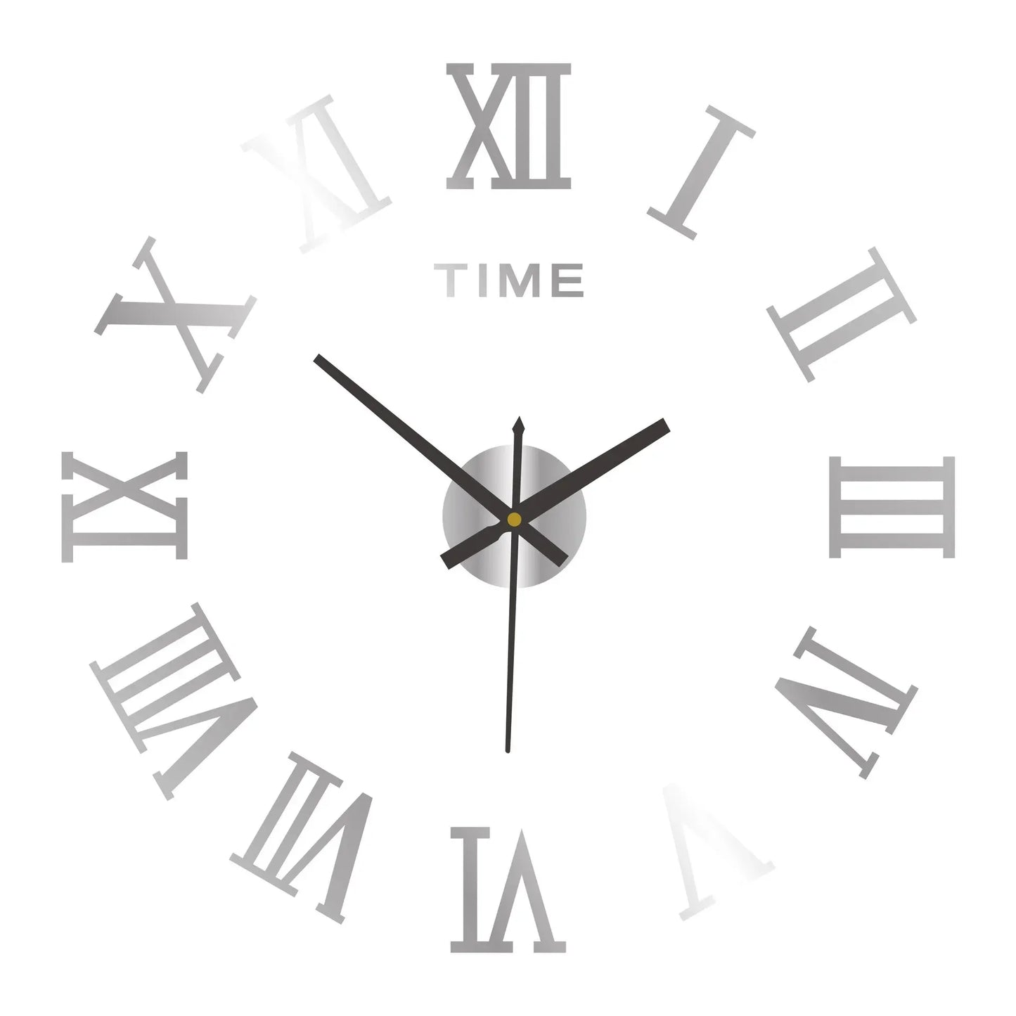 3D DIY Wall Clock – Large Roman Numerals Mirror Acrylic Self-Adhesive