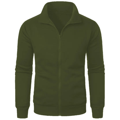 Men's Zip-Up Stand Collar Jacket – Casual Sports Solid Color Coat