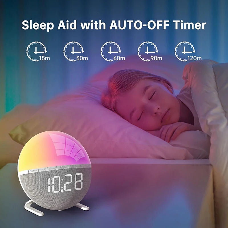 Sunrise Alarm Clock Wake Up Light with RGB Colors & Natural Sounds