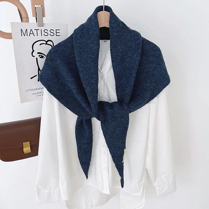 Women's Knitted Triangular Scarf – Oversized Wool Wrap Headscarf