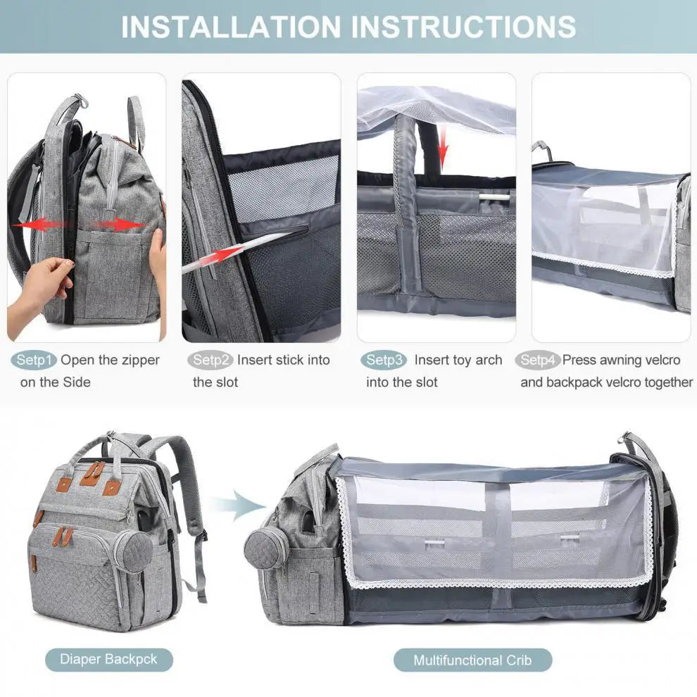 Diaper Bag Backpack – Large Capacity Nappy Changing Bag