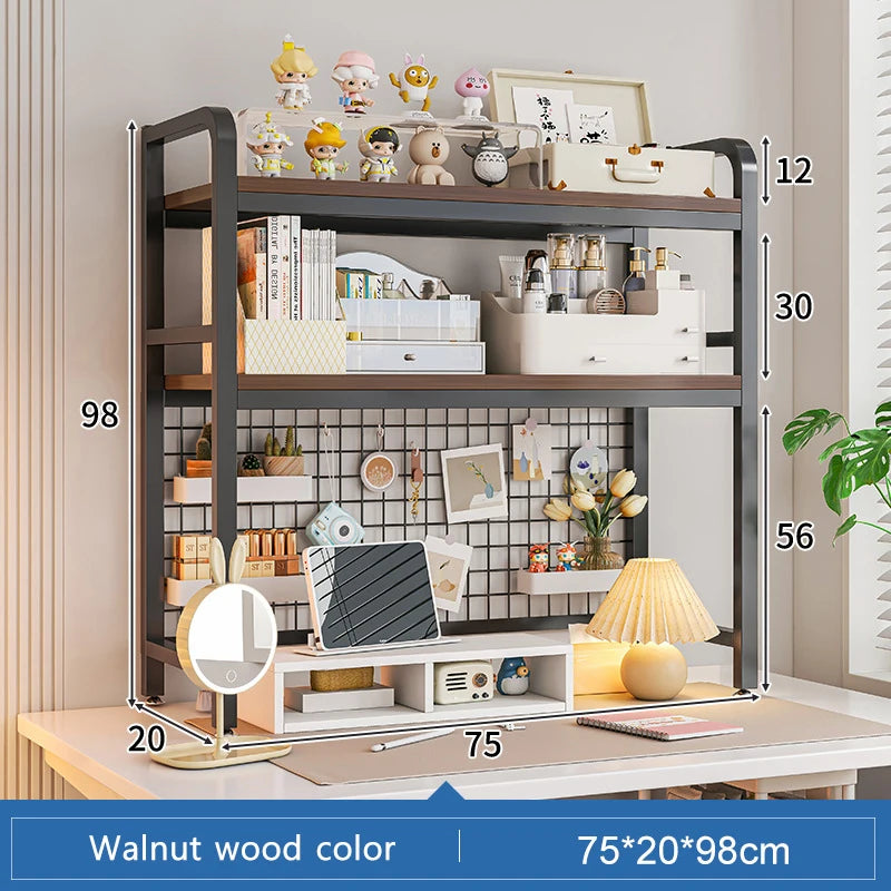 Multi-Layer Desktop Bookshelf with Wrought Iron Frame