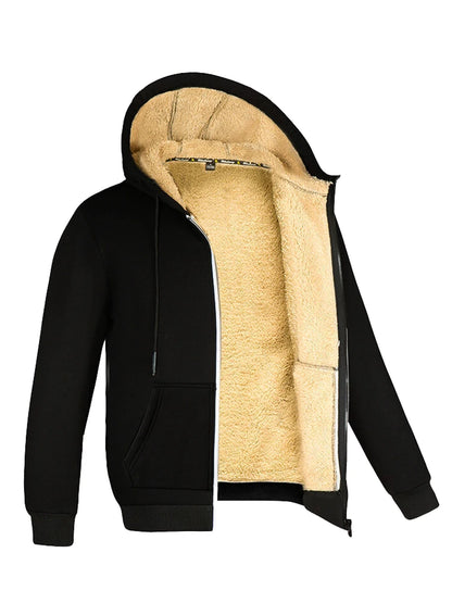 Sherpa Fleece Zip-Up Hoodie Jacket for Men