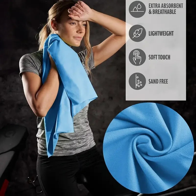 Microfiber Sports Towel with Mesh Bag – Quick Dry, Sand Free