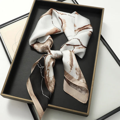 Silk Feel Square Scarf for Women – Satin Hair Wrap & Foulard Shawl