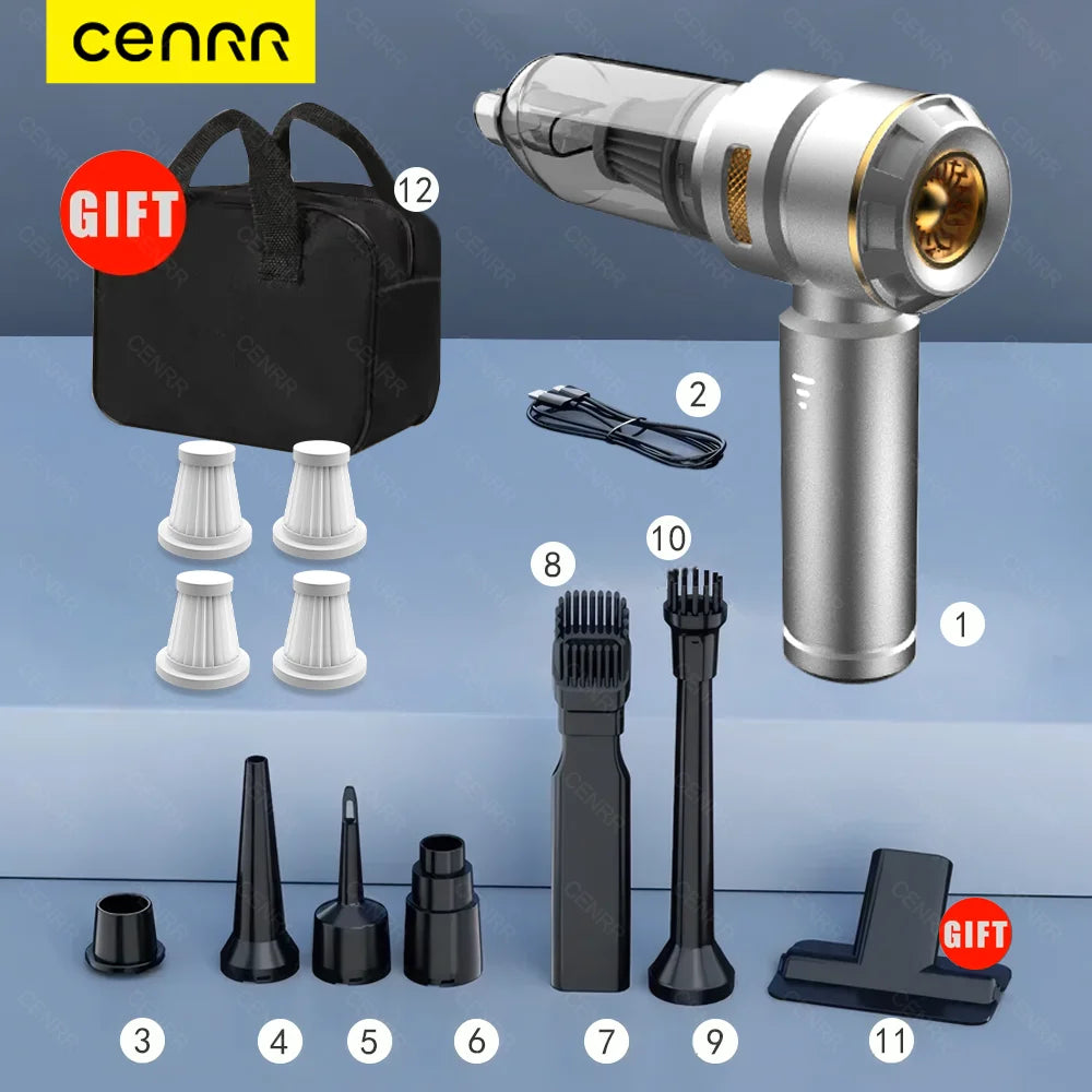 Cenrr 998000Pa Portable Car Vacuum Cleaner – Wireless Handheld with HEPA Filter & Accessories