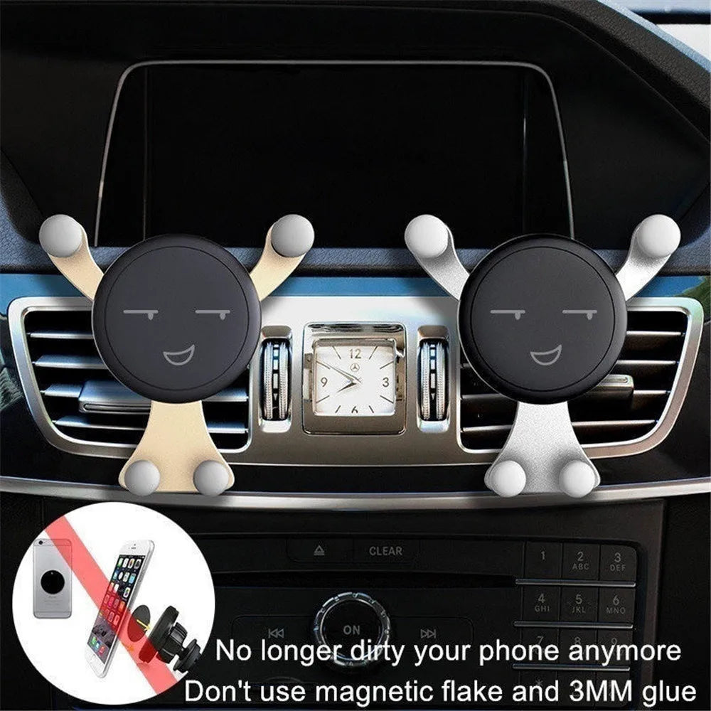 Gravity Car Phone Holder – Smile Face Air Vent Clip Mount