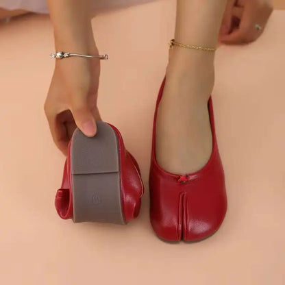 Women's Split-Toe Tabi Ballet Flats – Soft Leather Slip-On Shoes