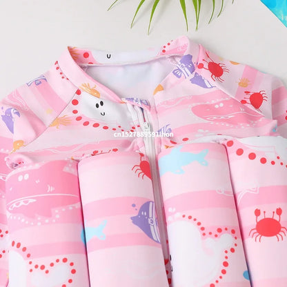 Kids Cartoon Buoyancy One Piece Swimsuit