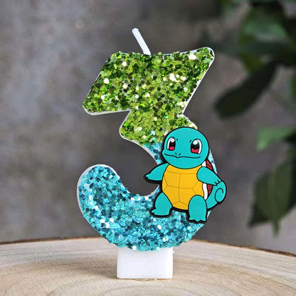 Pokemon Birthday Cake Number Candles – Glitter Anime Figure Decoration