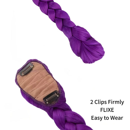 26-Inch Purple Braided Ponytail Hair Extension with Clip