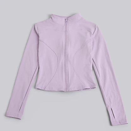 Women's Full-Zip Yoga Jacket with Thumb Holes – Slim Fit Athletic Top
