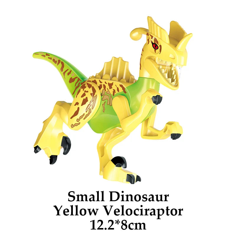 Jurassic Dinosaur Building Blocks Figures – T-Rex Raptor Triceratops MOC Models