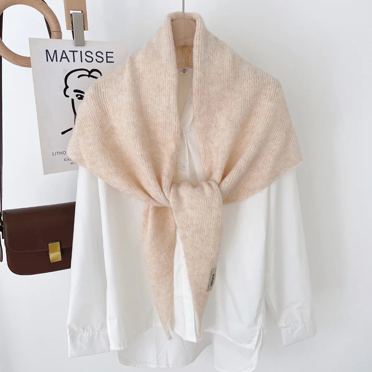 Knitted Triangular Wool Scarf – Women's Winter Warm Headscarf Shawl
