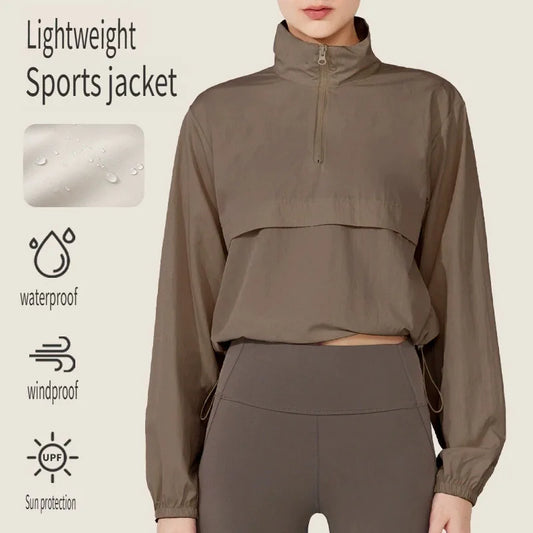 Women's Long Sleeve Athletic Pullover Jacket – Fitted Running Top