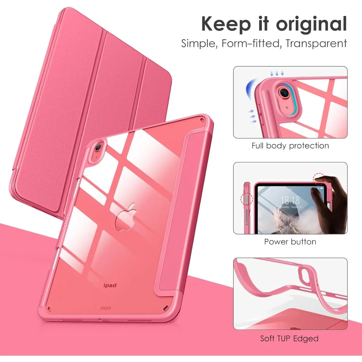 iPad Clear Back Case with Pencil Holder & Stand