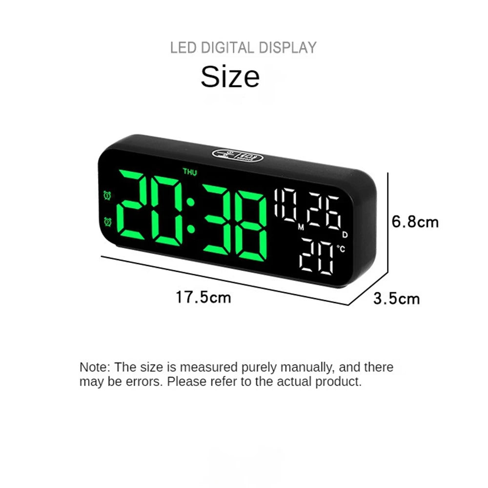 Digital LED Alarm Clock with Temperature & Date Display