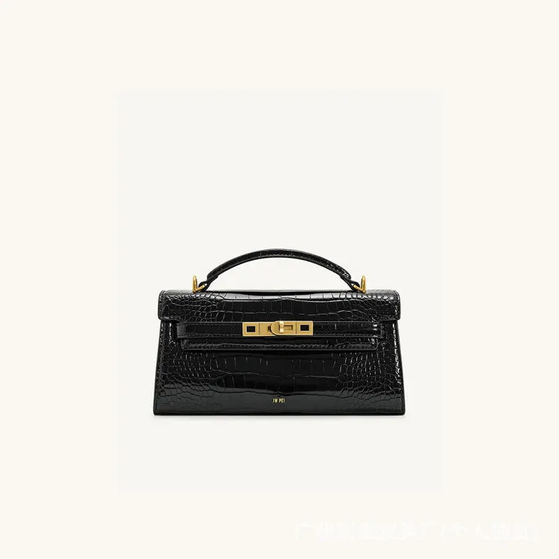 Crocodile Pattern Top Handle Clutch Bag