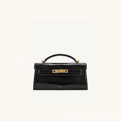 Crocodile Pattern Top Handle Clutch Bag