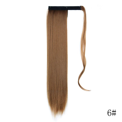 Wrap Around Ponytail Extension Synthetic Straight Hair 22-34 Inch