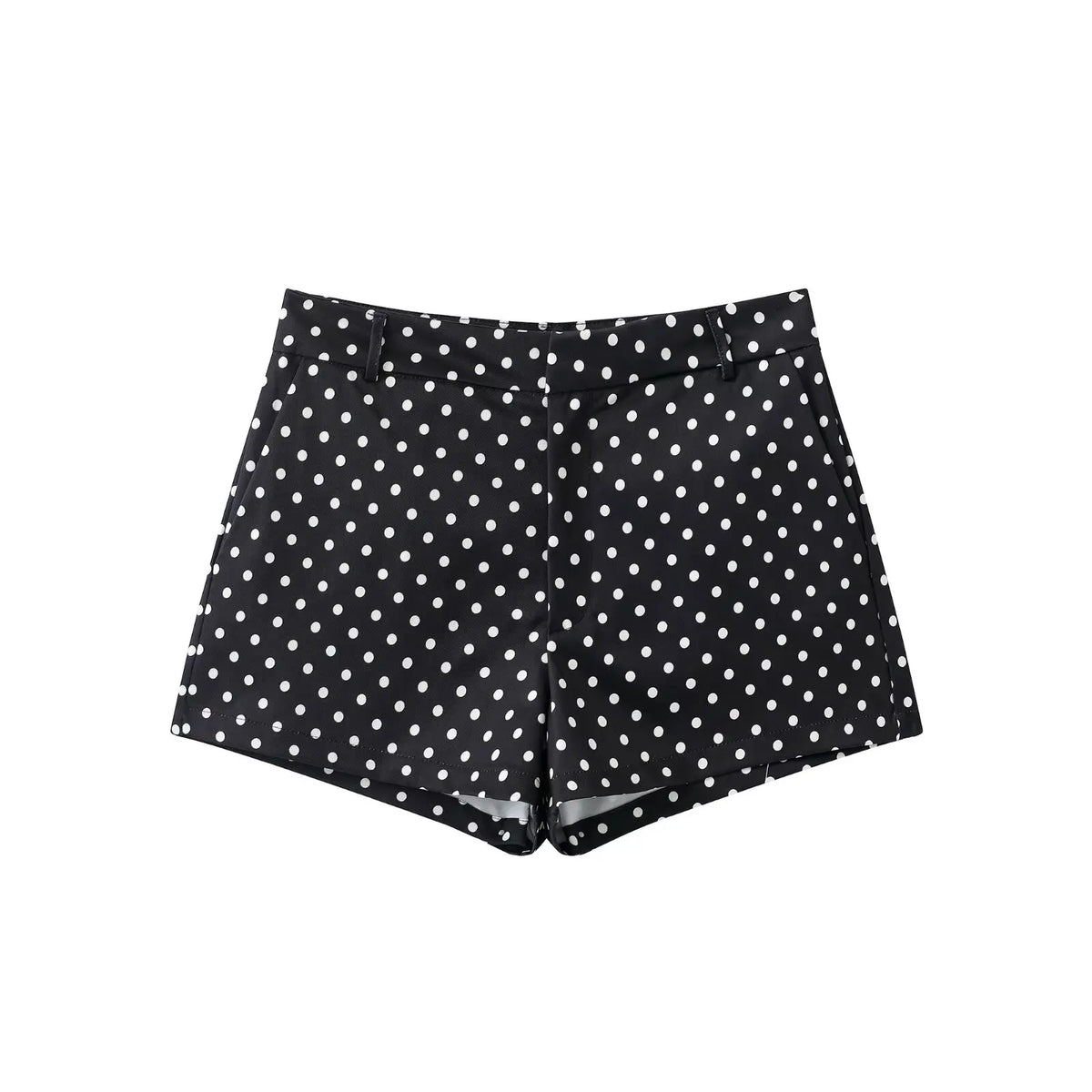 Women's Polka Dot Turtleneck Jacket & Shorts Set – Casual Autumn Outfit
