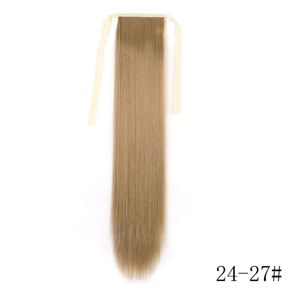 Wrap Around Ponytail Extension Synthetic Straight Hair 22-34 Inch
