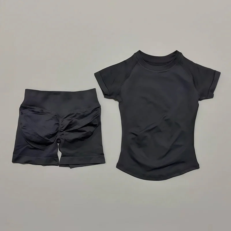 Seamless Workout Set Women 2 Piece – Top & Biker Shorts