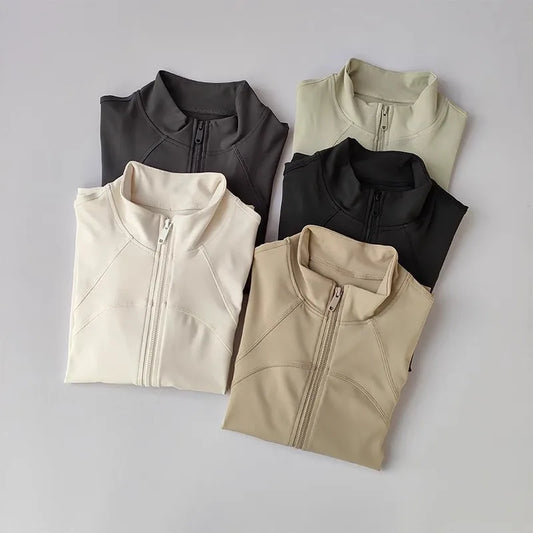 Women's Quick-Dry Full-Zip Fitness Jacket with Thumb Holes