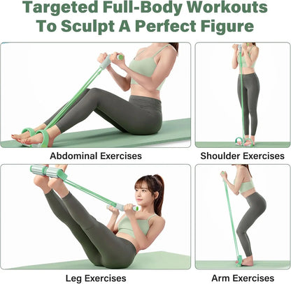 Pedal Resistance Band with Handles – 6-Tube Natural Rubber Yoga Puller