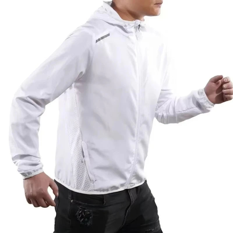 Men's Running Jacket Reflective Hooded Breathable Sportswear