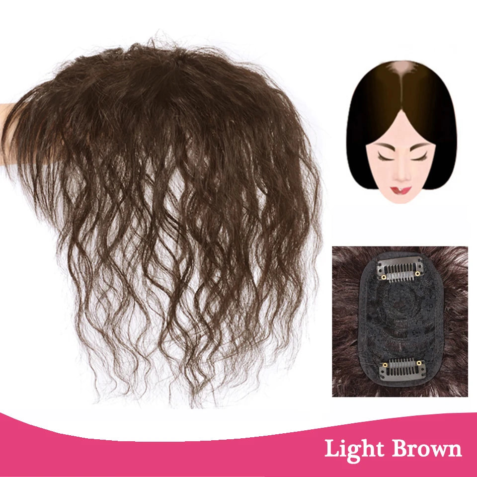 Clip-In Hair Topper with Bangs – Invisible Seamless Crown Coverage