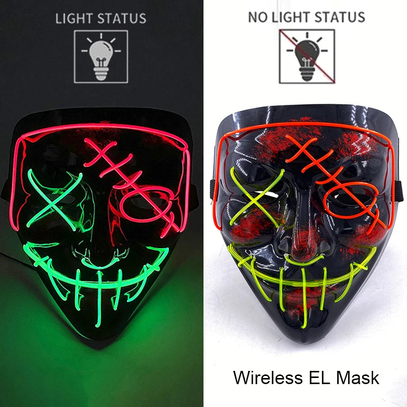 LED Purge Mask – Neon Glow Halloween Cosplay Mask