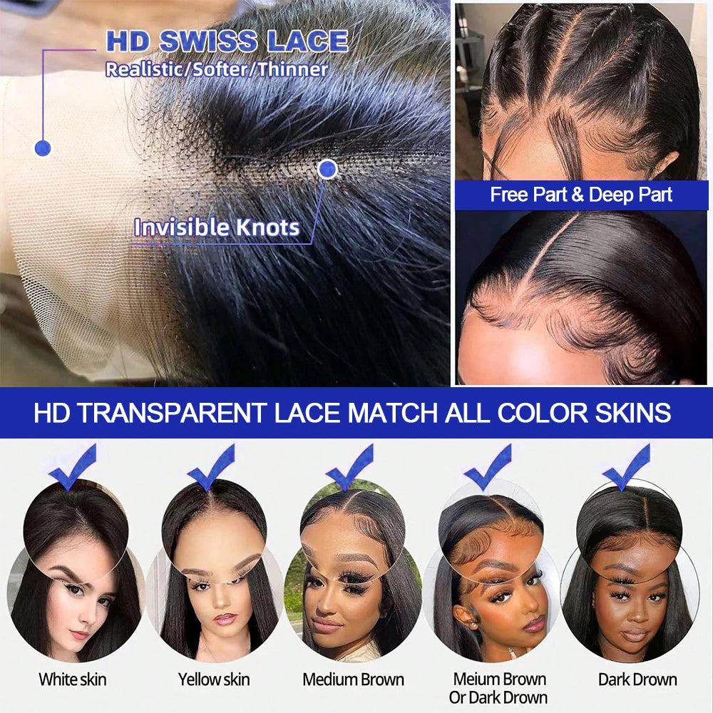 Bone Straight Short Bob HD Lace Front Human Hair Wig 13x4 13x6