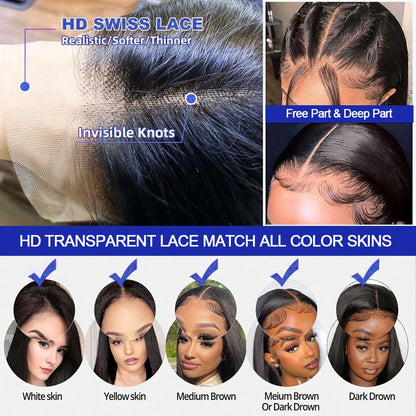 Bone Straight Short Bob HD Lace Front Human Hair Wig 13x4 13x6
