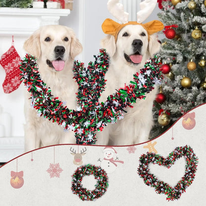 Christmas Tinsel Garland with Snowflakes & Tree Cutouts – 2M