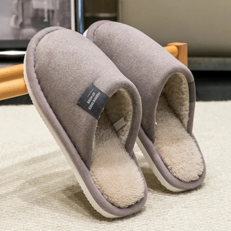 Men's Warm Plush Indoor Slippers – Non-Slip House Shoes