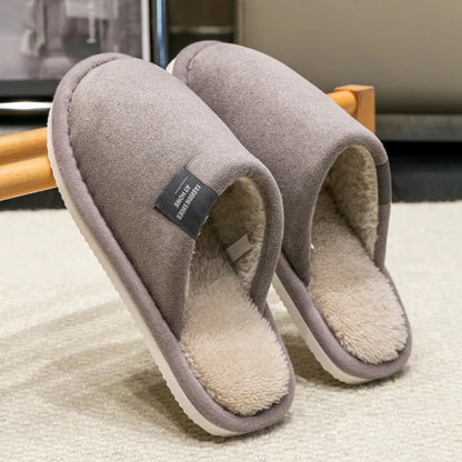 Men's Warm Plush Indoor Slippers – Non-Slip House Shoes