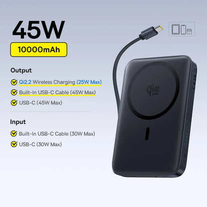 Baseus Qi2 Magnetic Power Bank 10000mAh – 25W Wireless & 45W Wired Charging