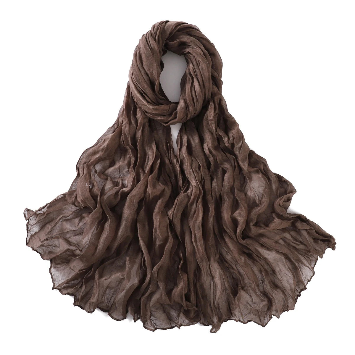 Women's Crinkle Cotton Voile Scarf – Lightweight Solid Color Shawl