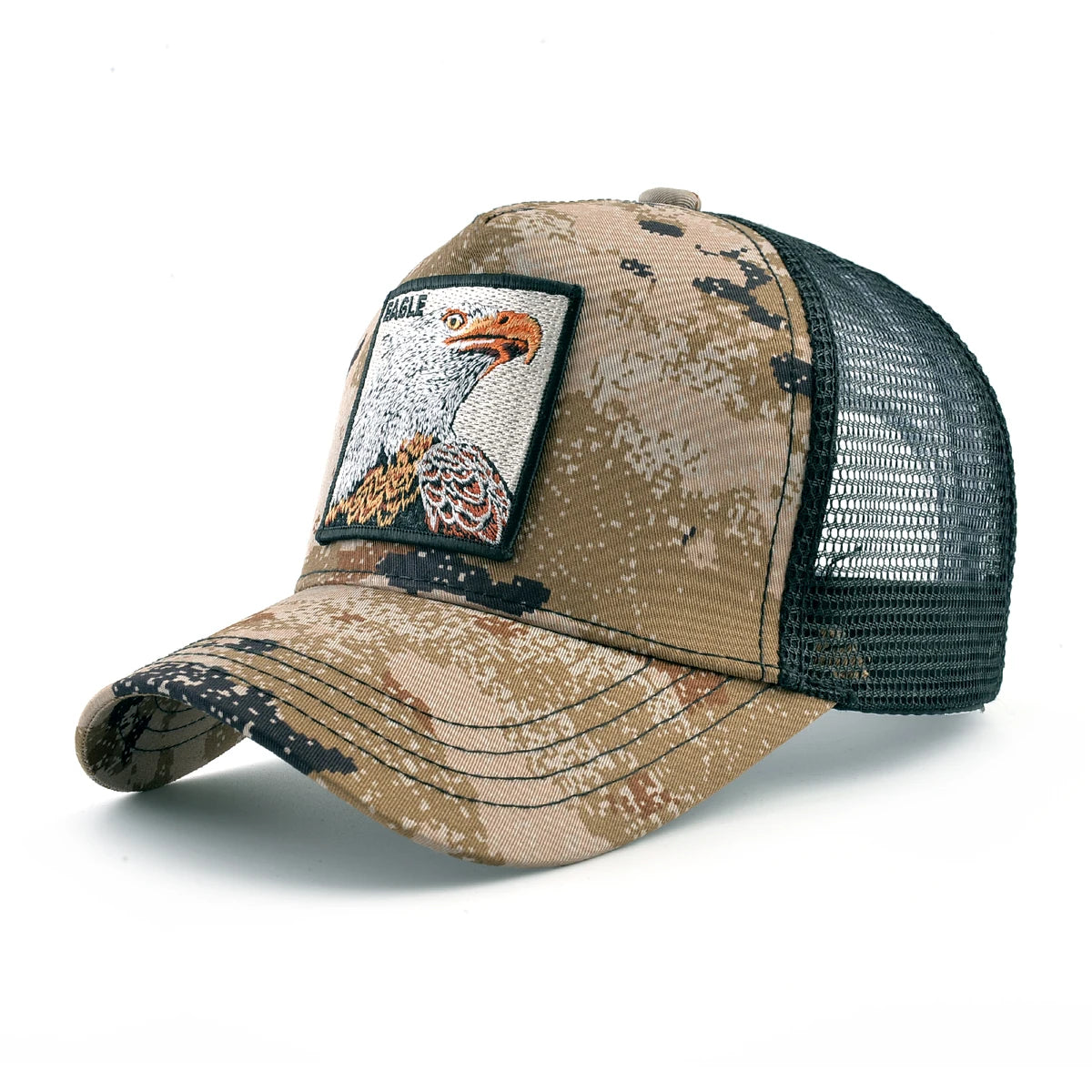 Camouflage Trucker Cap with Eagle Patch – Unisex Snapback