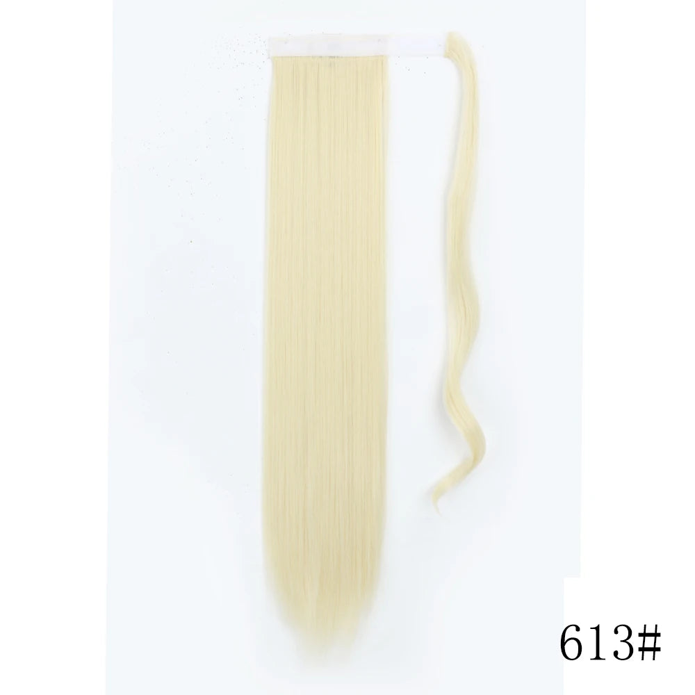 Wrap Around Ponytail Extension Synthetic Straight Hair 22-34 Inch
