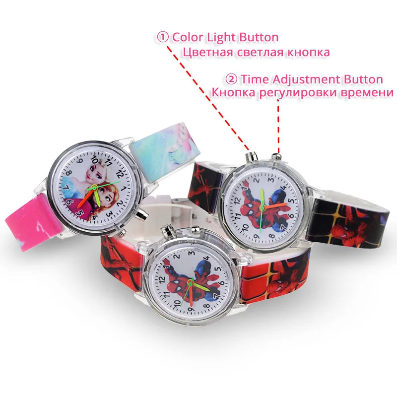 Kids Frozen Elsa & Anna Light-Up Watch Girls Silicone Strap