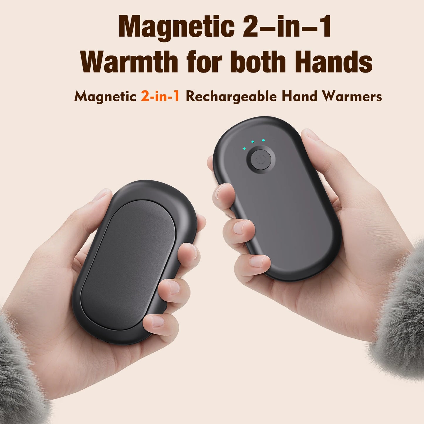 Magnetic Hand Warmer 2-in-1 with 3 Heat Settings – Rechargeable Mini Pocket Warmer
