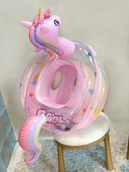 Unicorn Baby Swim Ring Inflatable Pool Float with Sequins
