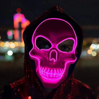 LED Skull Halloween Mask – Glowing Neon Light Cosplay Mask