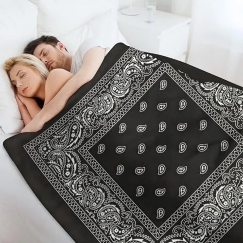 Paisley Bandana Print Throw Blanket Soft Micro Plush