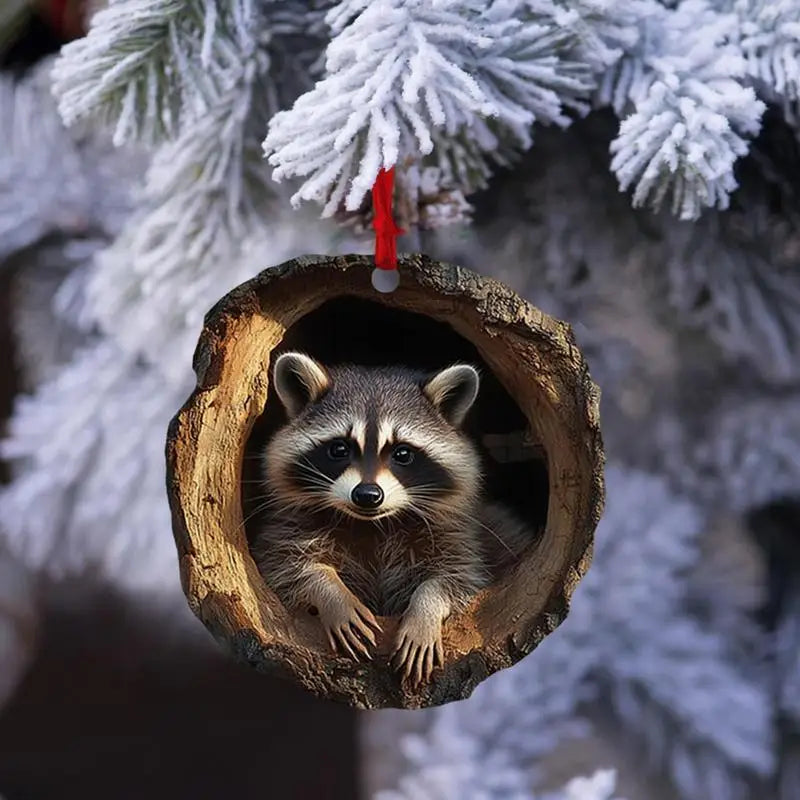 Animal Christmas Tree Ornament – Acrylic 2D Pendant (Owl, Bunny, Squirrel & More)