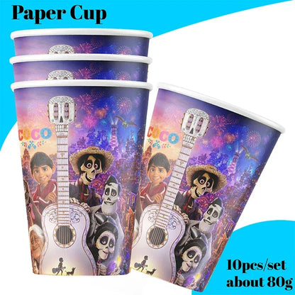 Coco Theme Birthday Party Supplies Tableware & Decorations Set