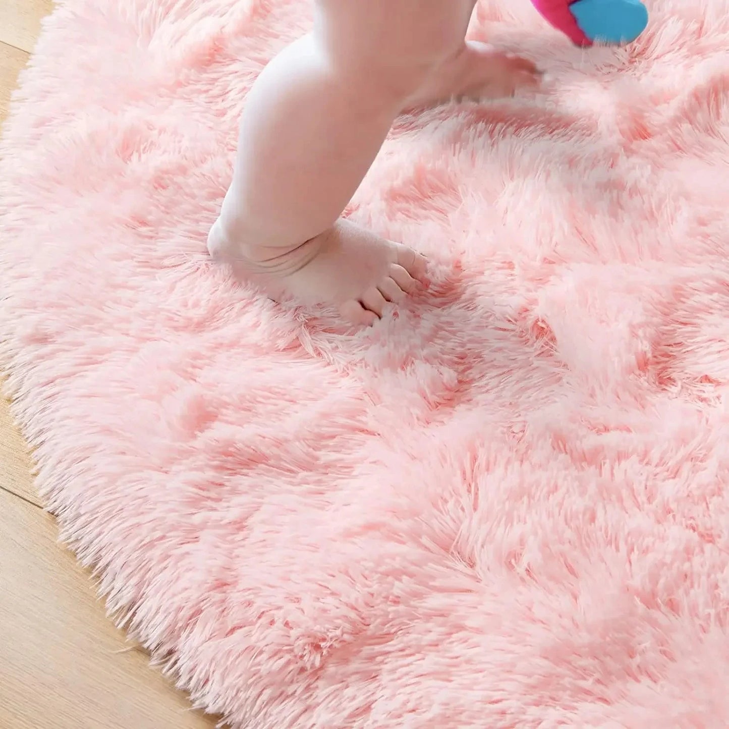 Round Fluffy Shag Area Rug – Soft Plush Circle Carpet for Kids & Girls Room